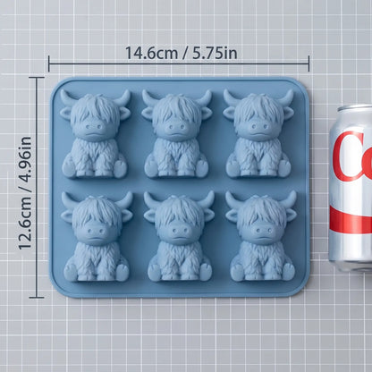 3D Mini Highland Cow Silicone Ice Cube Mold - Ideal for Whiskey Cocktails, Parties, and Gift Giving