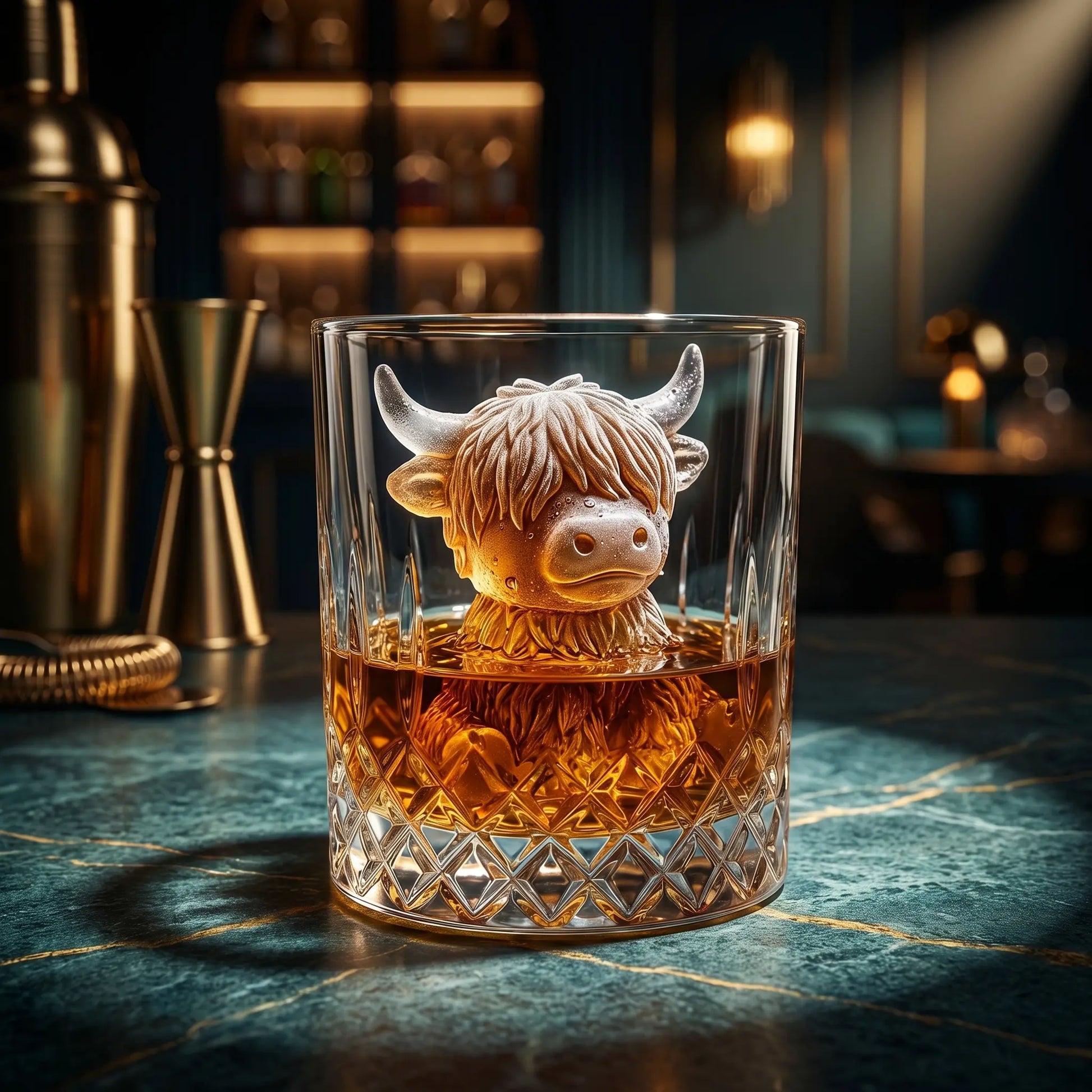 3D Mini Highland Cow Silicone Ice Cube Mold - Ideal for Whiskey Cocktails, Parties, and Gift Giving